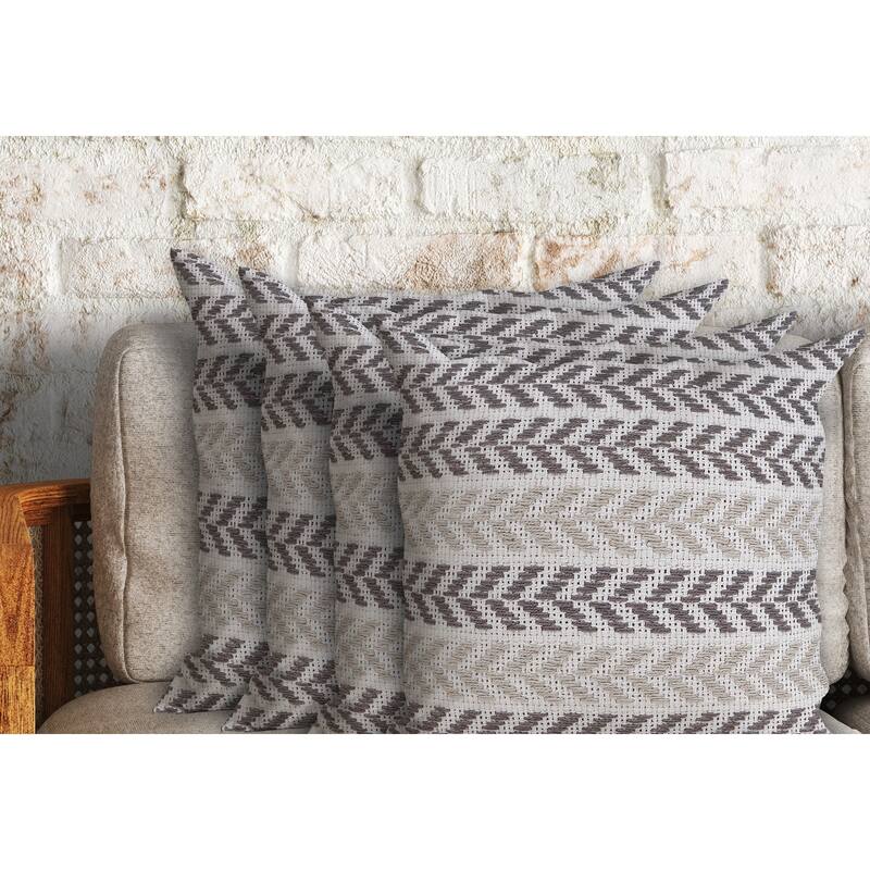 Aquila Farmhouse Striped Cotton Throw Pillow by Sevita - Gray - Set of 3 or More - Polyester