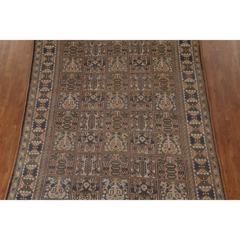 Garden Design Bakhtiari Persian Vintage Rug Geometric Wool Carpet - 6'11"x 9'6"