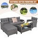 preview thumbnail 9 of 8, Costway 4PCS Patio Rattan Furniture Set Cushioned Loveseat Table Shelf - Grey - See Details