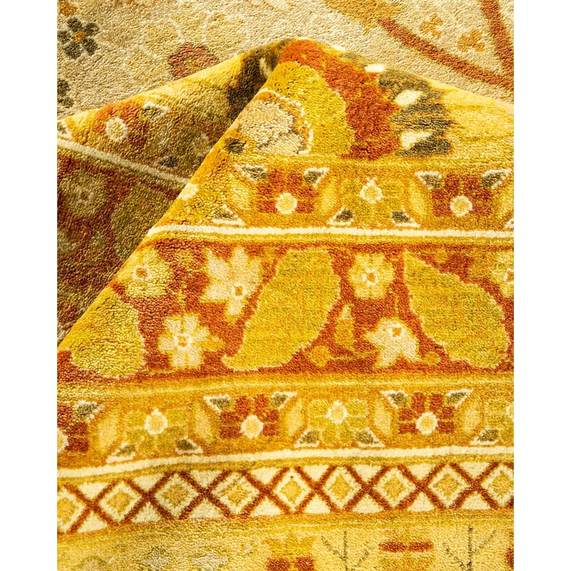 Overton Hand Knotted Wool Vintage Inspired Traditional Mogul Ivory Area Rug - 9' 5" x 12' 2"