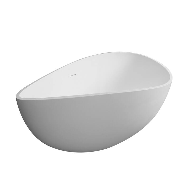 63" Solid Surface Freestanding Bathtub in Matte White/Black/Grey