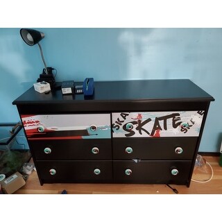 Kickflip Black Pine 6-Drawer Dresser