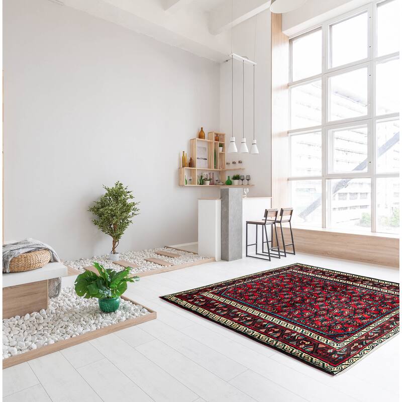 ECARPETGALLERY Hand-knotted Andelz Red Wool Rug - 3'7 x 4'10