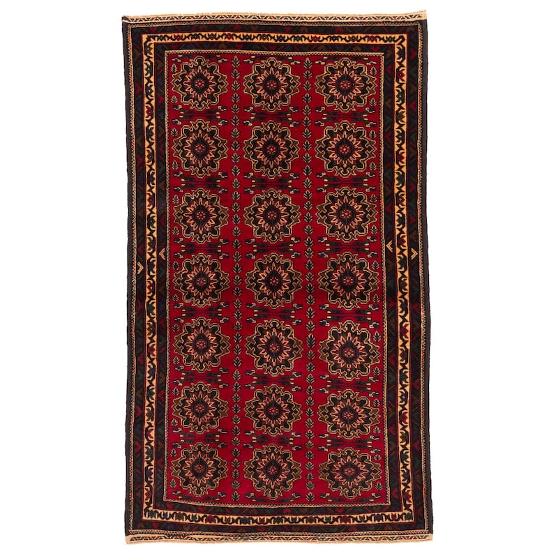 ECARPETGALLERY Hand-knotted Teimani Red Wool Rug - 3'9 x 6'6