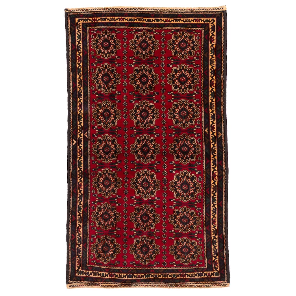 ECARPETGALLERY Hand-knotted Teimani Red Wool Rug - 3'9 x 6'6