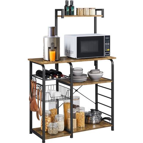 Yaheetech 35.5" Baker's Rack Storage Shelf with Microwave Oven Stand