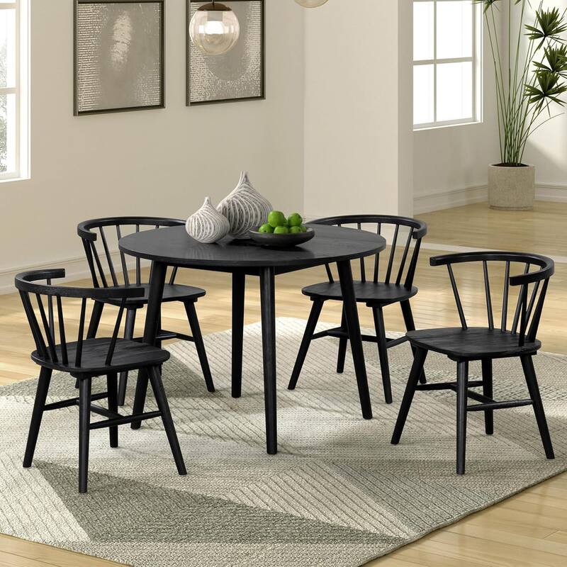 5 Piece Wooden Dining Set with Shaker Legs