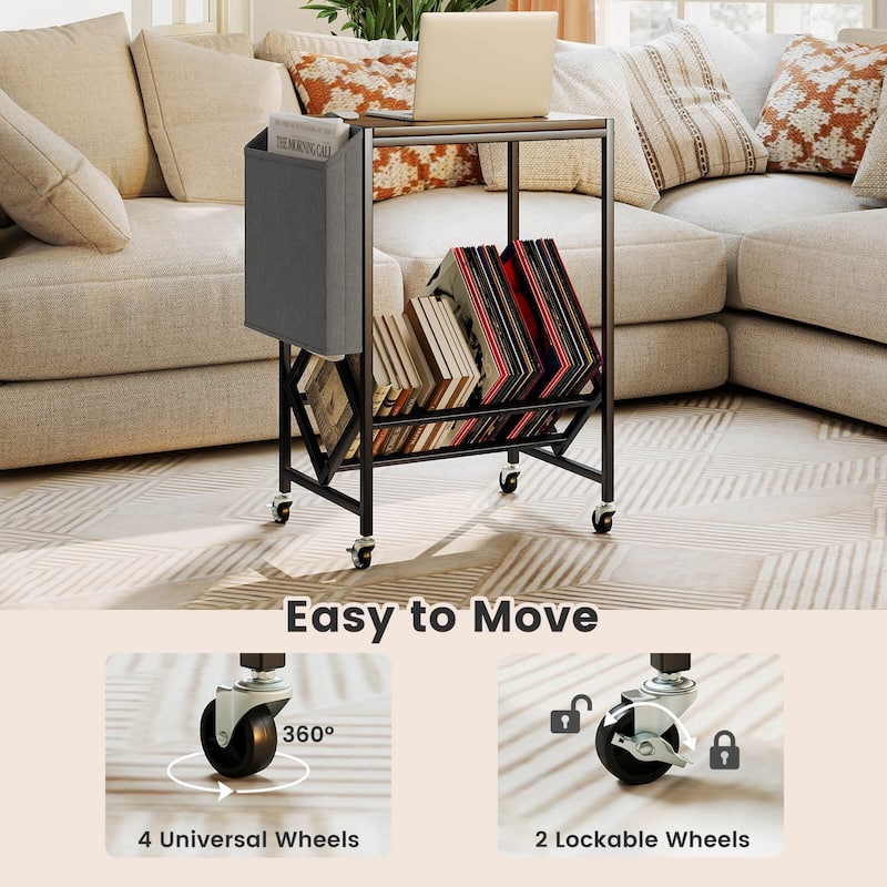 Costway Record Player Stand with Vinyl Record Storage & Side Storage - See Details