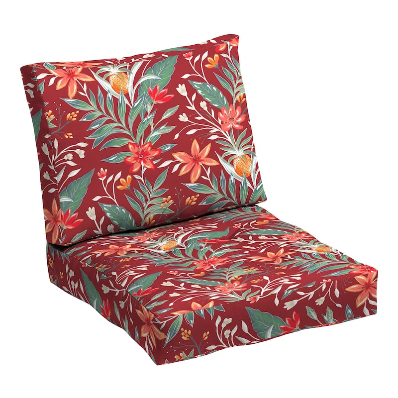 ARDEN earthFIBER Tufted Blowfill Deep Seat Set, 24 x 24 - Luau Red Tropical Floral