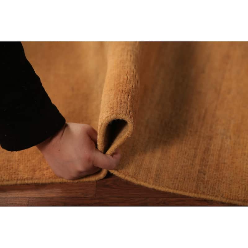 Gold Gabbeh Modern Rug Hand-Knotted Tribal Wool Carpet - 3'11" x 5'10"