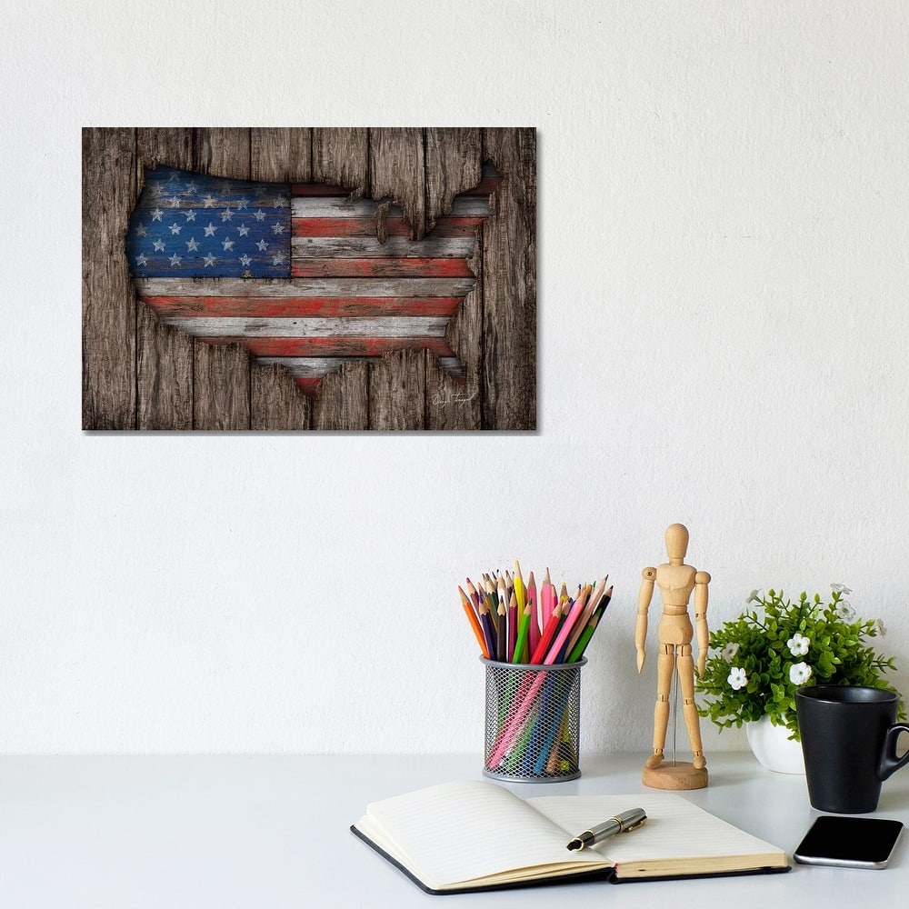 iCanvas "American Wood Flag" by Diego Tirigall Canvas Print
