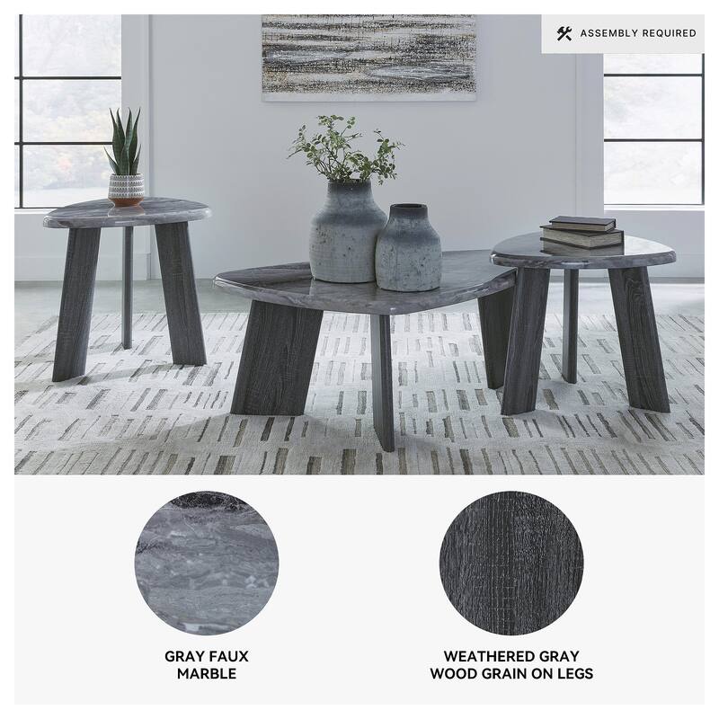 Signature Design by Ashley Bluebond Gray Table (Set of 3) - 52"W x 30"D x 19"H