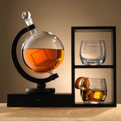 Executive Computer 3-Piece Whiskey Decanter & Glasses Set