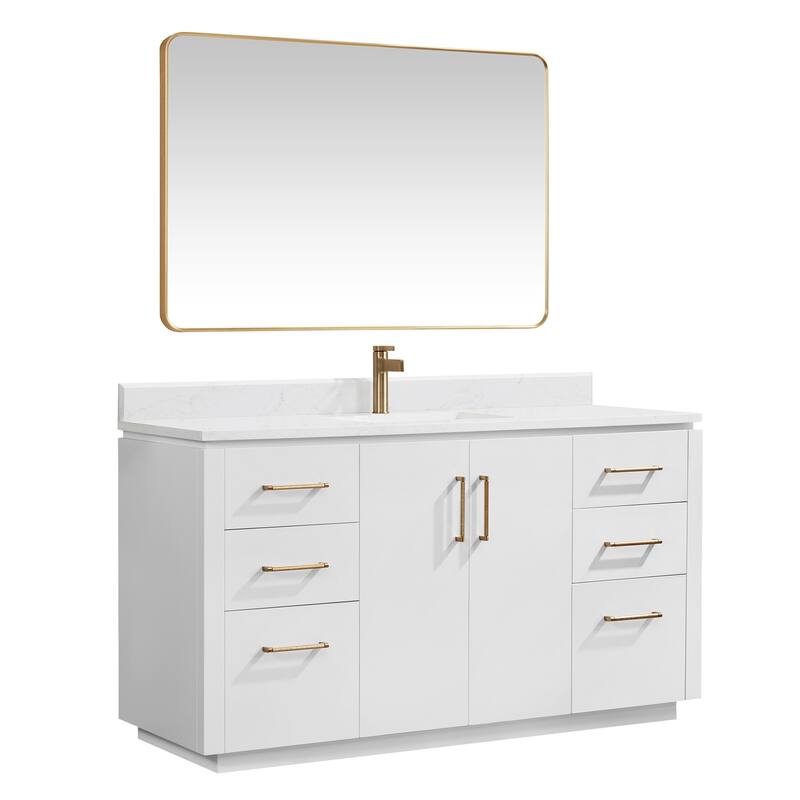 San Single Bath Vanity with Composite Stone Top and Mirror