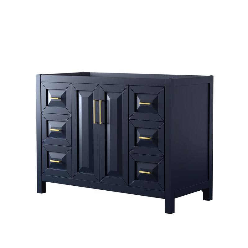 Wyndham Collection Daria 47" Single Free Standing Vanity Cabinet Only - Dark Blue / Brushed Gold Hardware