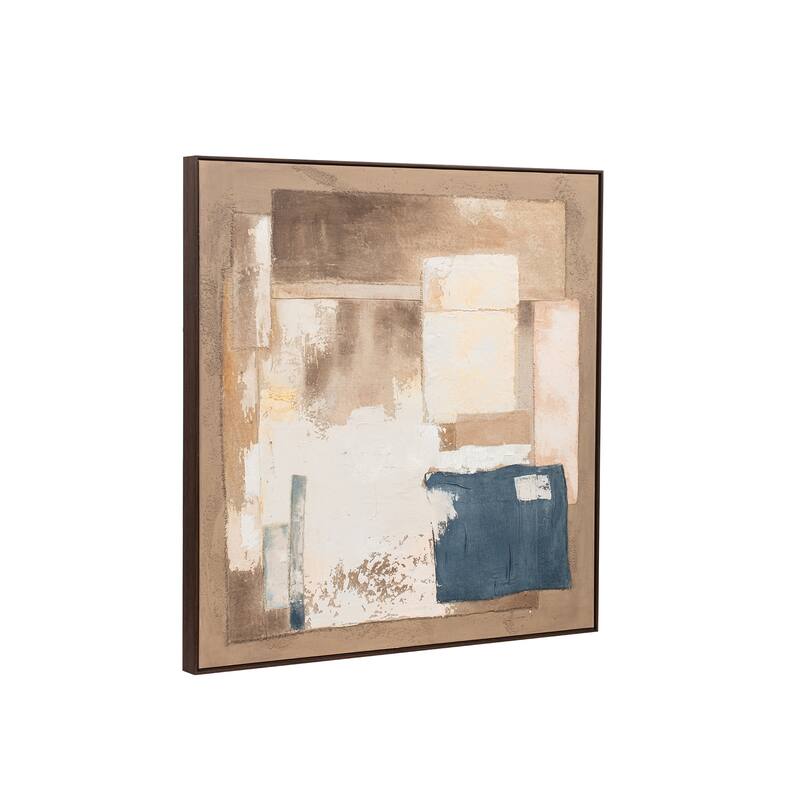 Canvas Wall Art Wood Frame Abstract Geometric Design - 40" Multi