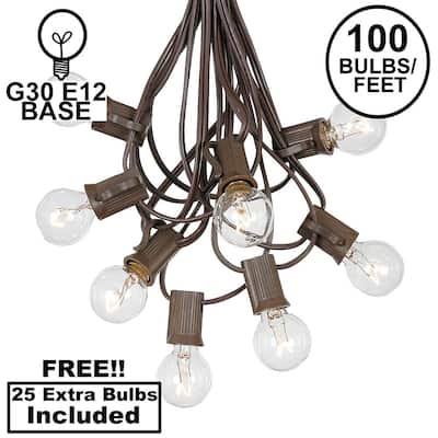 100 Foot G30 Outdoor Globe Patio String Lights - Set of 125 G30 Globe Bulbs