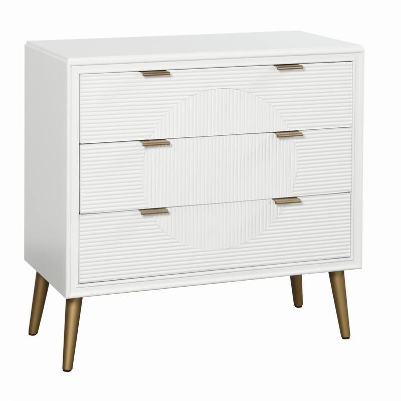 StyleCraft Milo Satin White and Copper Three-Drawer Chest - White - MDF