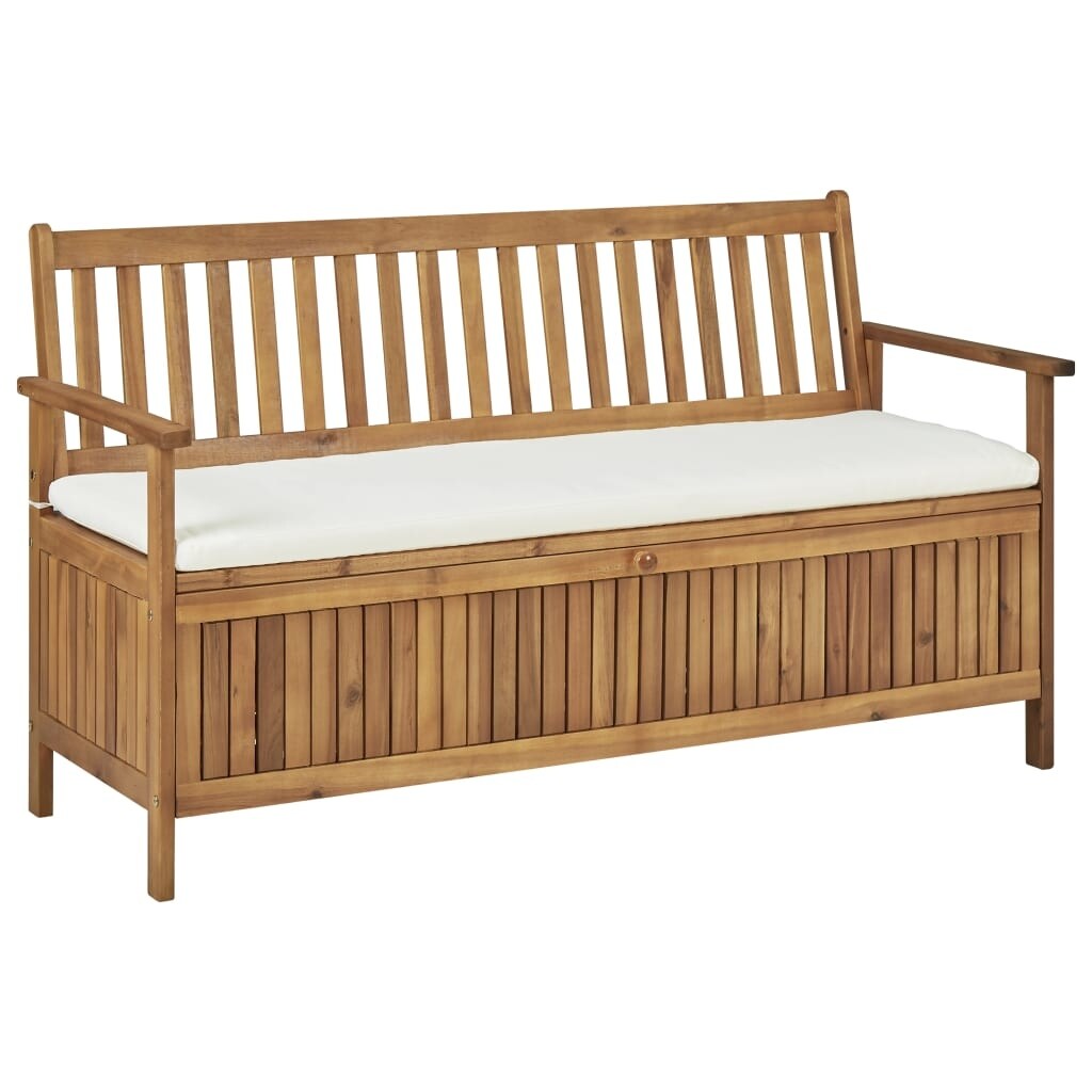 Shop Vidaxl Storage Bench With Cushion 58 2 Solid Acacia Wood