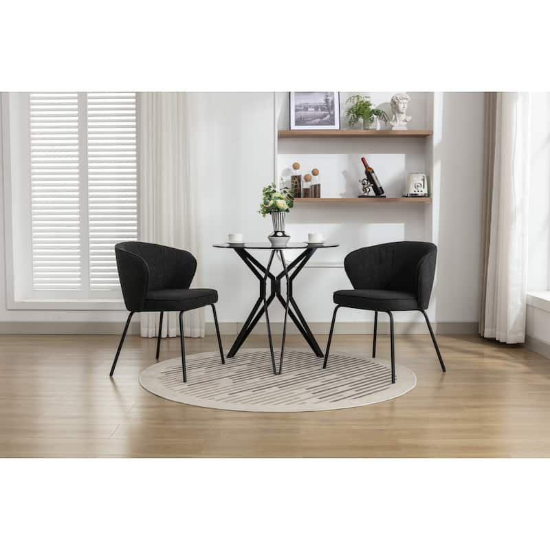 Dining Chairs With Black Metal Legs Set Of 2