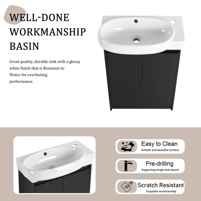 Beingnext 16"/23" Bathroom Vanity with Sink, Floating/Freestanding Bathroom Vanity with Soft Close Door