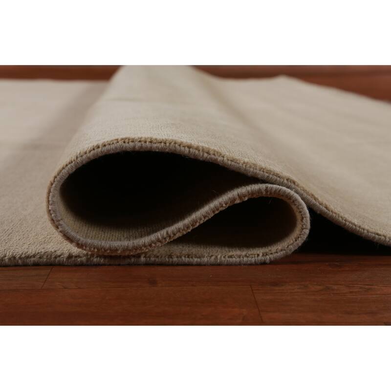 Hand Knotted Oriental 100% Wool Carpet Modern Solid Beige & Ivories Gabbeh Area Rug - 13' 9'' X 9' 11''