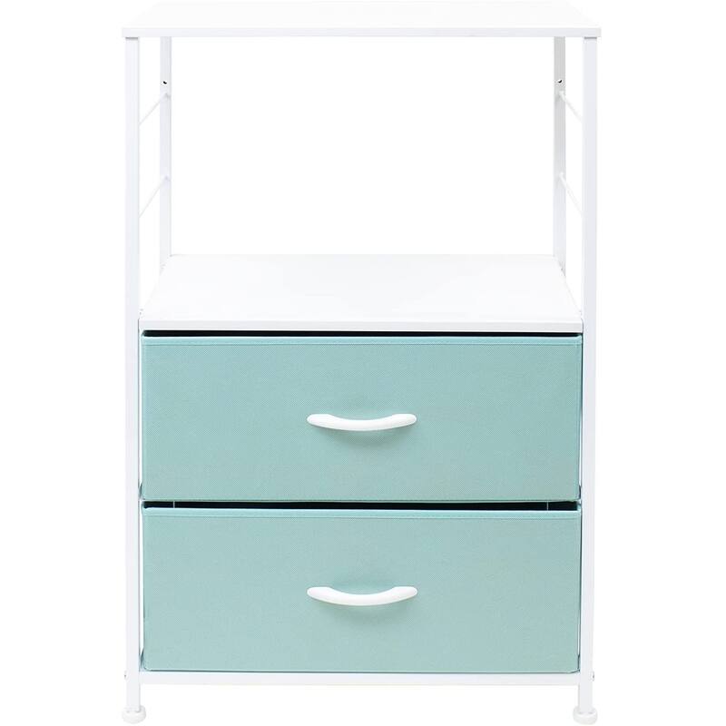 Nightstand 2-Drawer Shelf Storage - Bedside Furniture End Table Chest