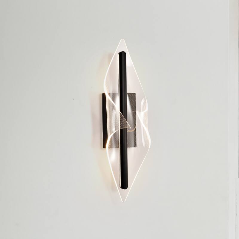 Geneva 24 Inch LED Large Wall Sconce Matte Black Silk Screened Acrylic Lens
