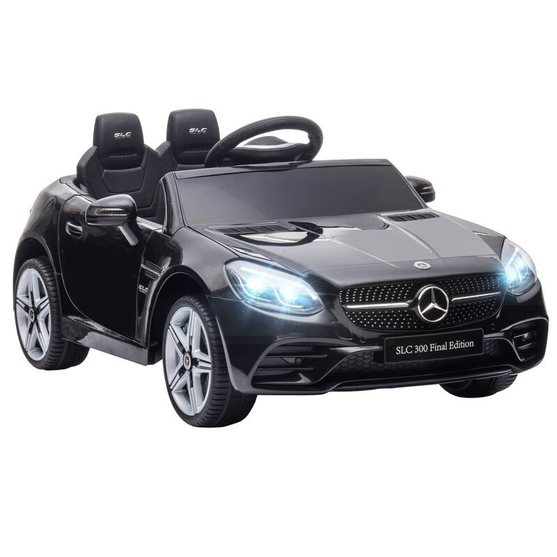 Mercedes SLC 300 Kids Electric Ride On Car with Parent Remote, Music, and LED Lights, Realistic Driving Experience for Kids - Black