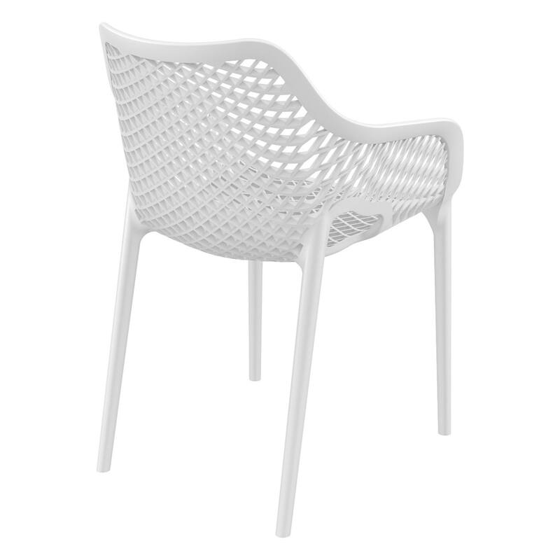 32.25" White Outdoor Patio Dining Arm Chair - Extra Large