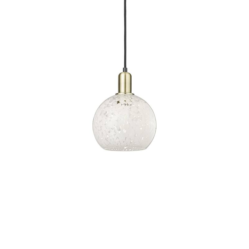 Innovations Lighting 716-1P-11-8 White Mouchette Pendant White - Black Antique Brass / White Mouchette