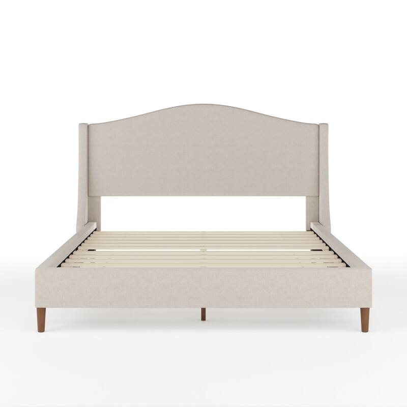 Martha Stewart Upholstered Platform Bed with Curved Headboard