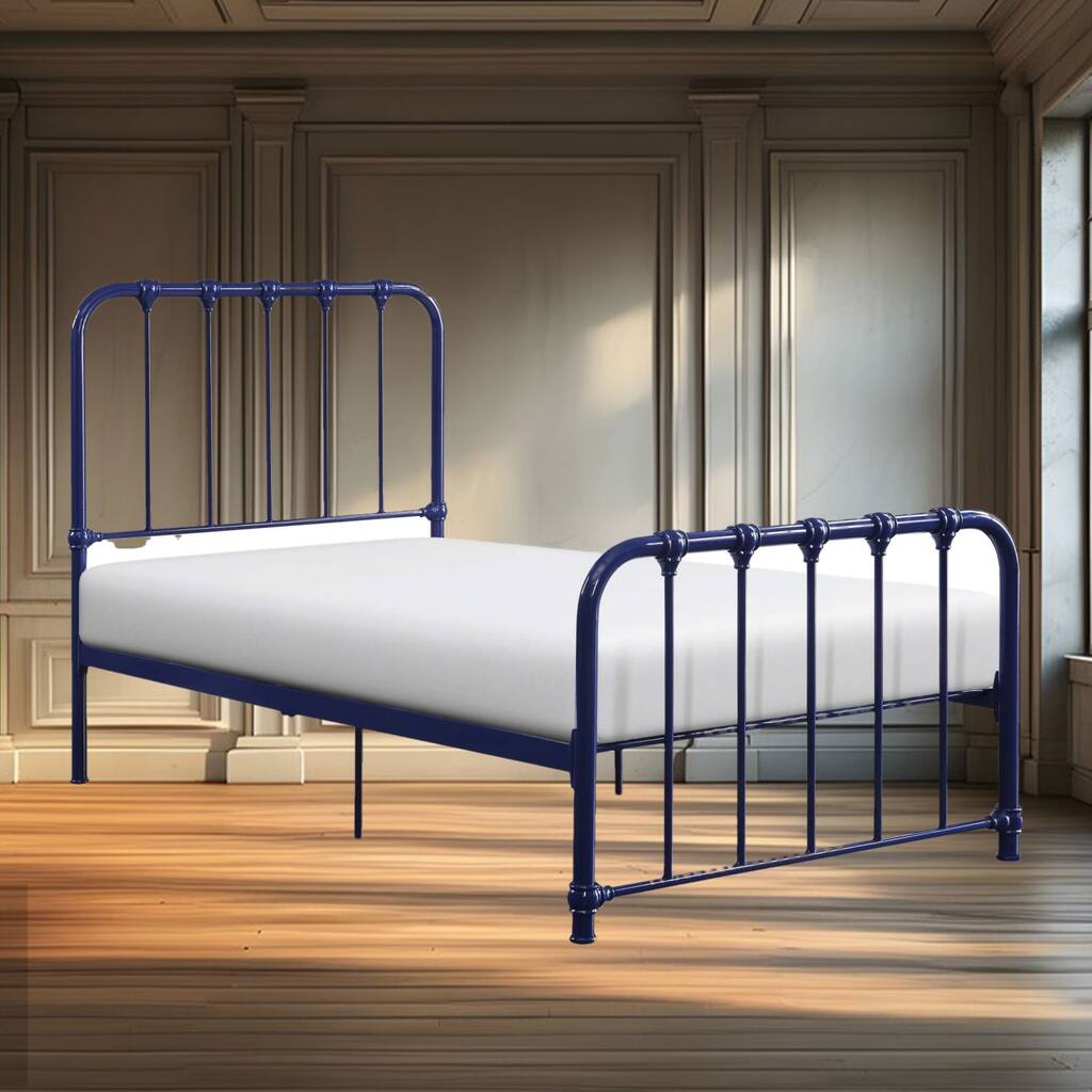 Twin Size Metal Platform Bed with Classic Rounded Frame, No Box Spring Needed, Easy Assembly for Modern Bedrooms