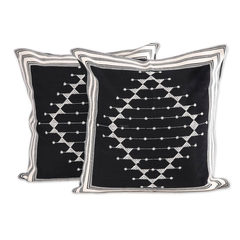 Handmade Dark Pattern cushion covers (India)