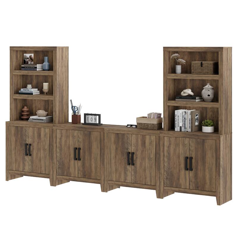 WAMPAT Entertainment Center with Bookshelves, Farmhouse TV Stand for Living Room, Bedroom - n/a