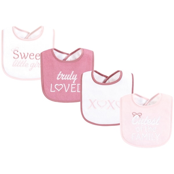 slide 1 of 1, Hudson Baby Infant Girl Cotton Terry Drooler Bibs with Fiber Filling, Cutest Family, One Size - Cutest Family - One Size One Size - Cutest Family