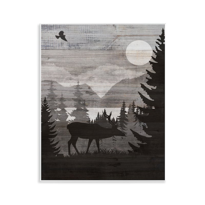 Stupell Rustic Moose at Night Wall Plaque Art Design By Susan Arnot - 11 x 14
