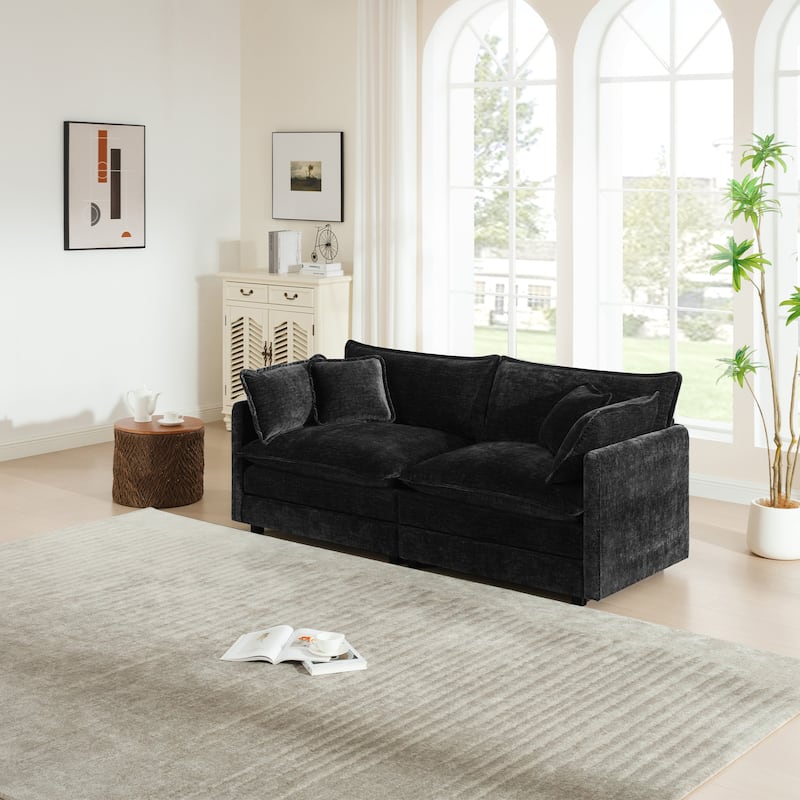 Cloud Chenille Upholstered Modular Sectional Sofa with DIY Combination Design