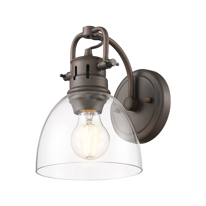 Golden Lighting 3602-BA1-RBZ Duncan 9" Tall Bathroom Sconce - Rubbed Bronze / Clear