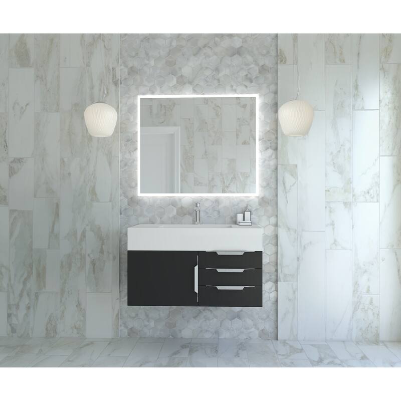 Nile 36-Inch Wall Mounted Bathroom Vanity Set w/ White Top