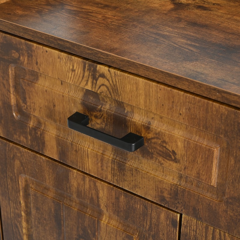 51.2" 4 Door Coat Rack with 3 Drawers,8 Shelves,Hooks and Handles