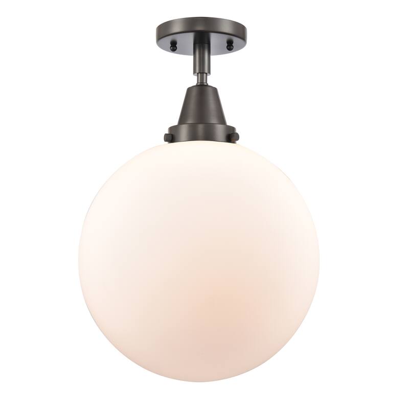 Innovations Lighting Caden Beacon - 1 Light 12" Flush Mount - Oil Rubbed Bronze/Matte White