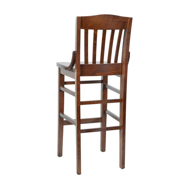 School House Back Wood Restaurant Dining Barstool - 18.5"W x 18.75"D x 44"H