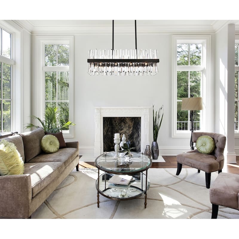 Indigo Home 36 inch crystal rectangle chandelier light