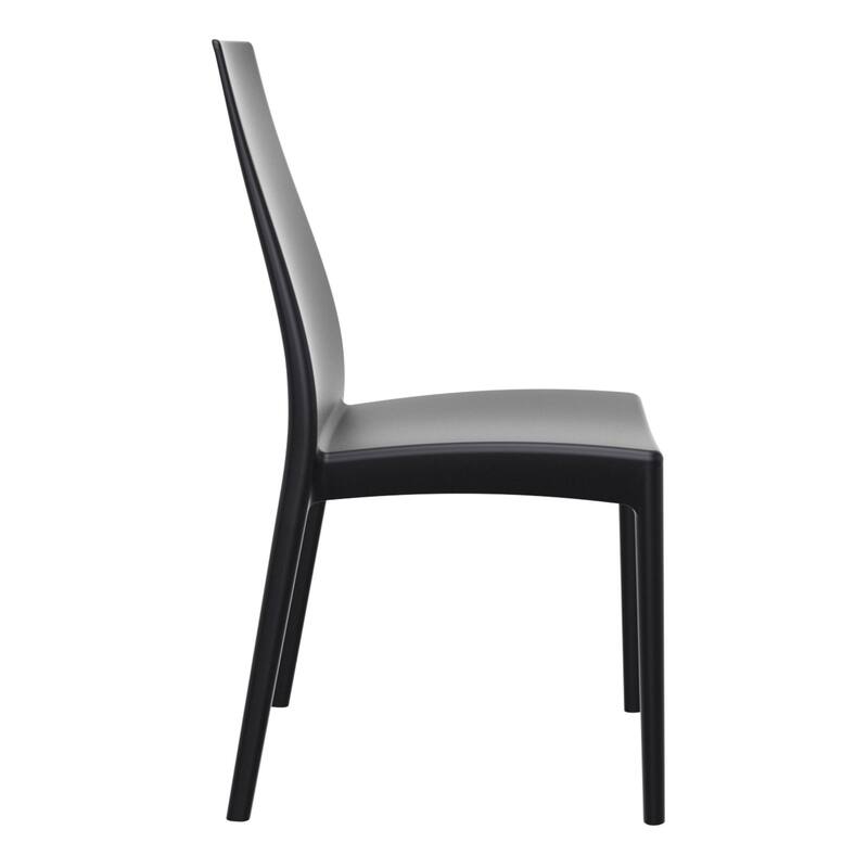 37" Black Outdoor Patio Solid High Back Dining Chair