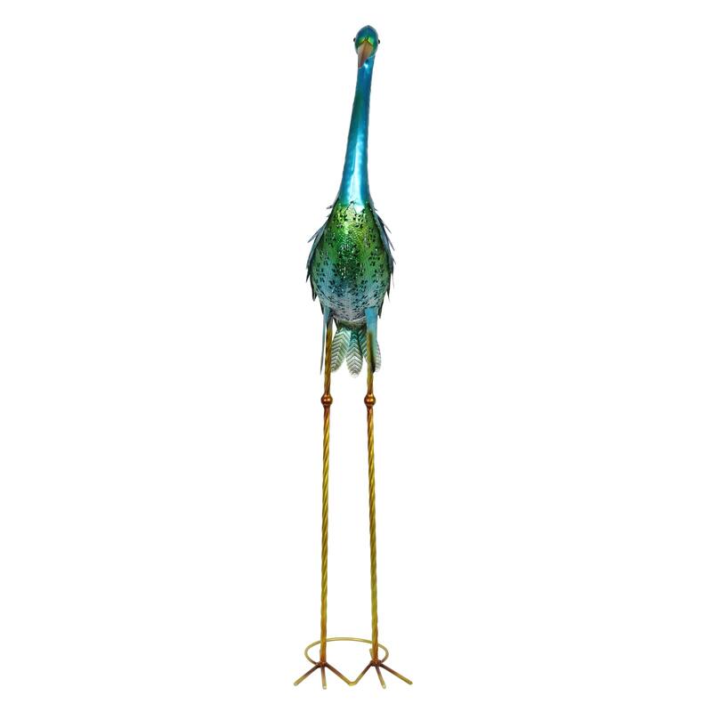 Exhart Metallic Coastal Crane Garden Statue, 14 by 38 Inches