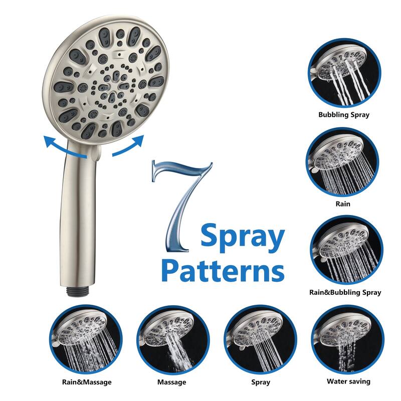 Proox 5 inch High Pressure Dual 2 in 1 Rain Showering Faucet Handheld Combo Set w/ Bathtub Spout