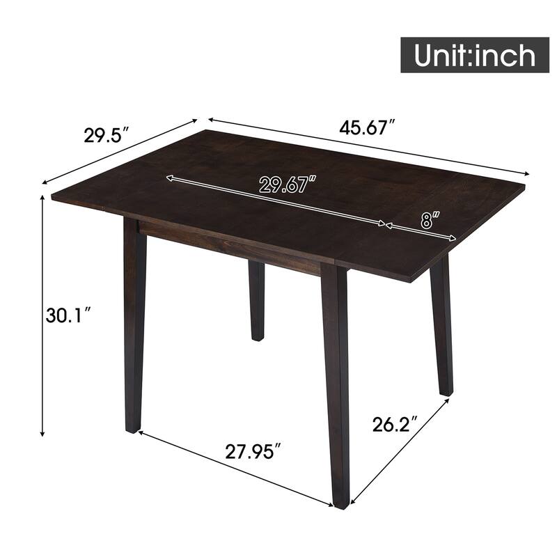 Extendable Dining Table for 4, Folding Kitchen Table with Rubberwood Legs, Space-Saving Dinner Table for Kitchen