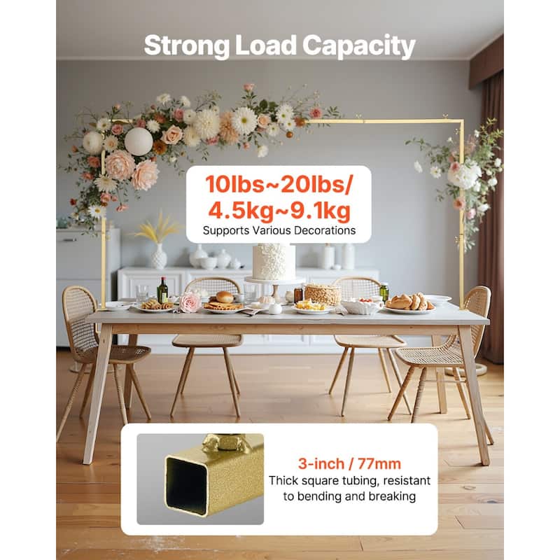Adjustable Table Arch Stand with Clamps and Square Tube Metal Rod Frame Ideal for Indoor or Outdoor Decoration
