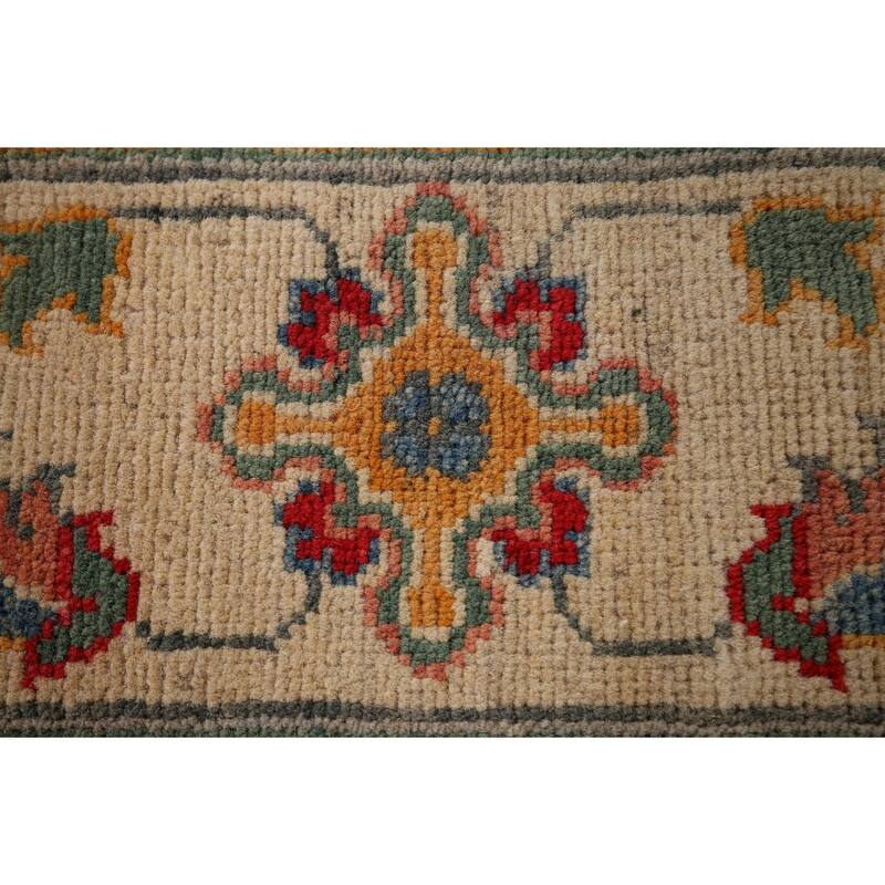 Blue Floral Oushak Oriental Area Rug Hand-Knotted Wool Carpet - 4'1" x 6'4"